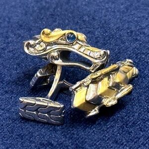 John Hardy 18k Gold & 925 Sterling Silver Men’s Legends Naga Sapphire Cufflinks